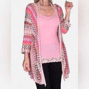Nic + Zoe Chevron Crochet-Style Knit Duster